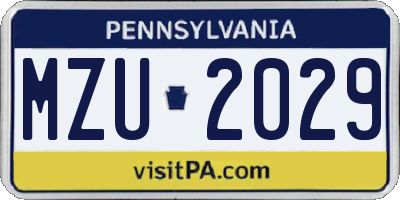 PA license plate MZU2029