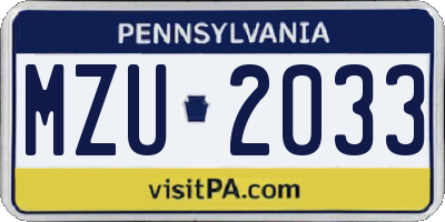PA license plate MZU2033