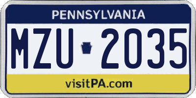 PA license plate MZU2035