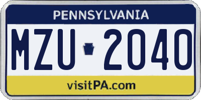 PA license plate MZU2040