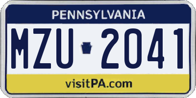 PA license plate MZU2041