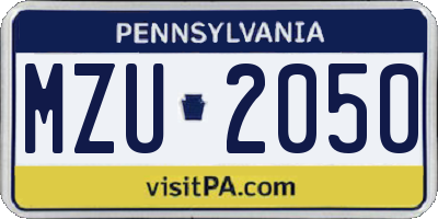 PA license plate MZU2050