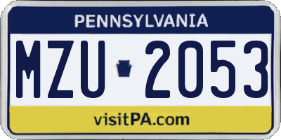 PA license plate MZU2053