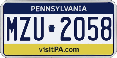 PA license plate MZU2058