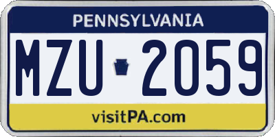 PA license plate MZU2059