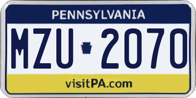 PA license plate MZU2070