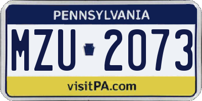 PA license plate MZU2073