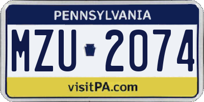 PA license plate MZU2074