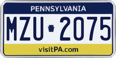 PA license plate MZU2075