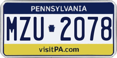 PA license plate MZU2078