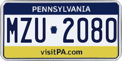 PA license plate MZU2080