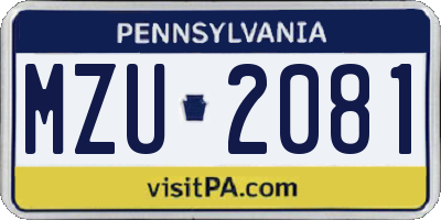 PA license plate MZU2081