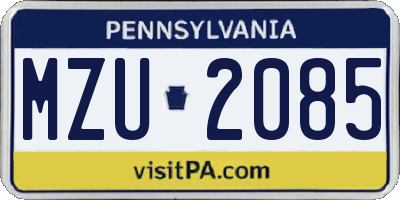 PA license plate MZU2085