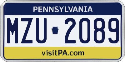 PA license plate MZU2089
