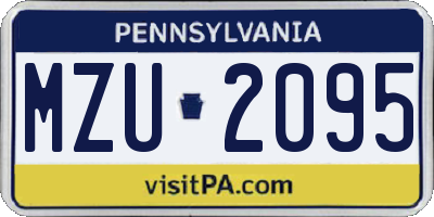PA license plate MZU2095