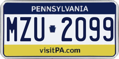 PA license plate MZU2099