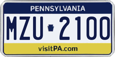 PA license plate MZU2100