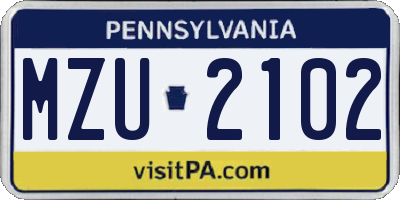 PA license plate MZU2102