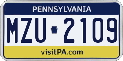 PA license plate MZU2109