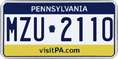 PA license plate MZU2110