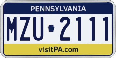 PA license plate MZU2111