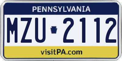 PA license plate MZU2112