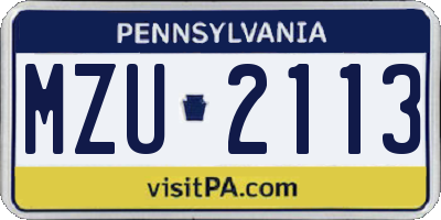 PA license plate MZU2113