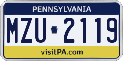 PA license plate MZU2119