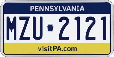 PA license plate MZU2121
