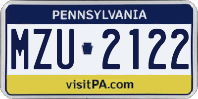 PA license plate MZU2122