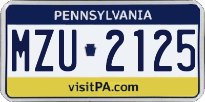 PA license plate MZU2125