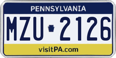 PA license plate MZU2126