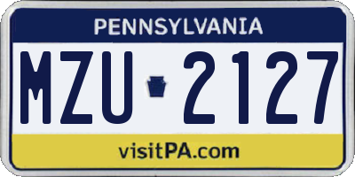 PA license plate MZU2127