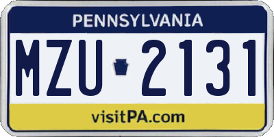 PA license plate MZU2131