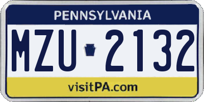PA license plate MZU2132