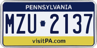 PA license plate MZU2137