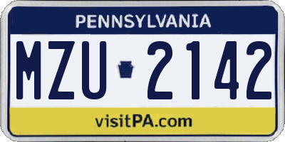 PA license plate MZU2142