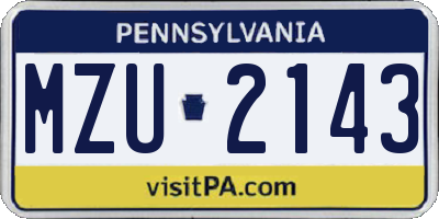 PA license plate MZU2143