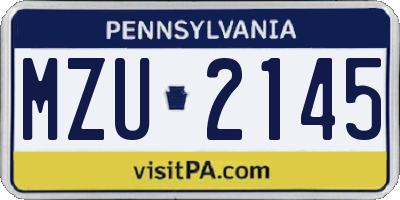 PA license plate MZU2145