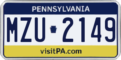 PA license plate MZU2149