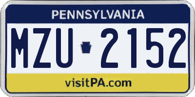 PA license plate MZU2152