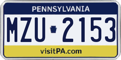 PA license plate MZU2153