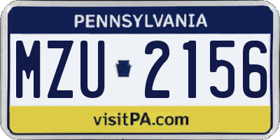 PA license plate MZU2156