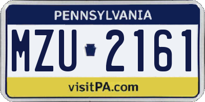 PA license plate MZU2161