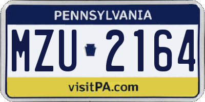 PA license plate MZU2164