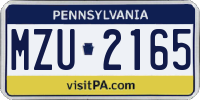 PA license plate MZU2165