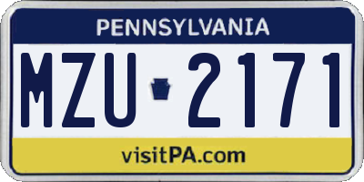 PA license plate MZU2171