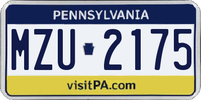 PA license plate MZU2175