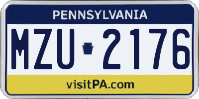 PA license plate MZU2176