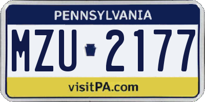 PA license plate MZU2177